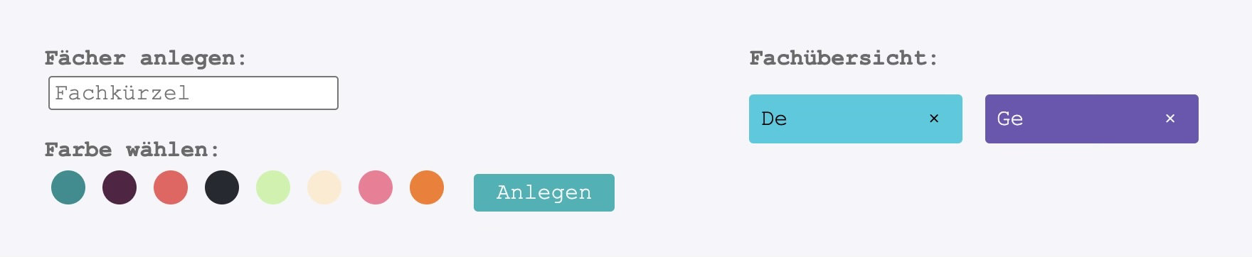 Eduplanio Fächer erstellen