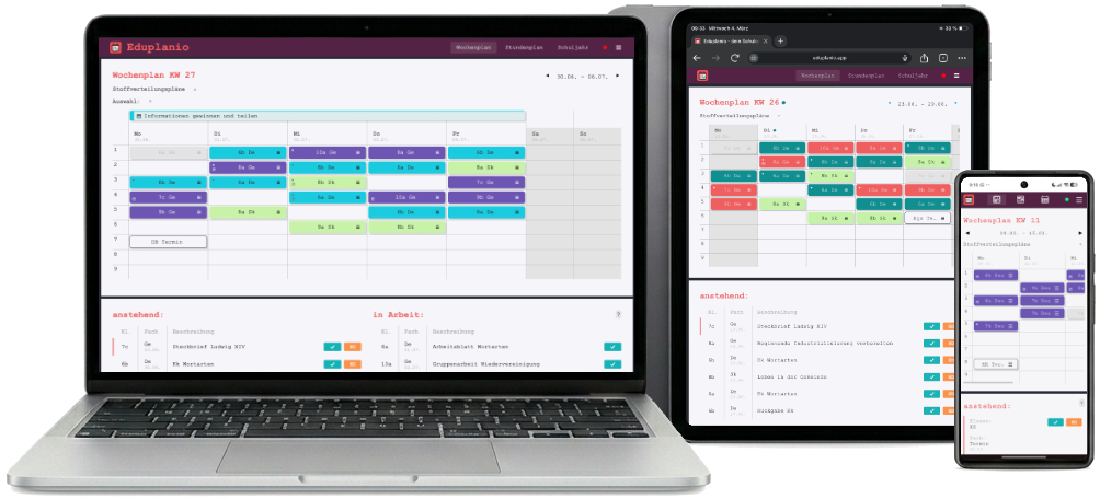 Eduplanio ist für verschiedene Display-Formate angepasst.